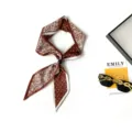 Chic brown paisley printed long scarf with bead accent, versatile fashion neckerchief accessory. - Small Paisley Brown