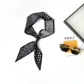Black and white paisley polka dot long silk scarf with bead detail for women fashion style. - Black Paisley & Polka Dots