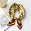 Yellow Geometric Silk Square Scarf Women Fashion Thin Neck Kerchief Necktie Hair Band - Green Orange Yellow Maze