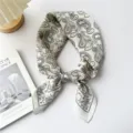 Korean style paisley print square silk scarf, lightweight neckerchief and fashion hair band for women. - Beige Sun Butterfly Paisley