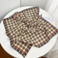 Classic geometric plaid cotton square scarf, stylish multi-color print shawl accessory. - Mige