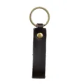 Porte-clés cuir véritable vintage avec anneau métallique pour clés de voiture, design durable. - Noir