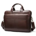 Sac d'affaires en cuir véritable pour homme grande capacité sacoche ordinateur portable. - 8841 couleur café