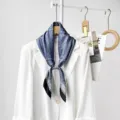 Women magnetic silk scarf detail, elegant floral print neckerchief for professional commute. - CXK010 - Paisley Blue