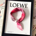 Pink gradient silk scarf with pearl magnetic buckle, elegant women neckerchief fashion accessory. - CXK007-Scarlet Dream