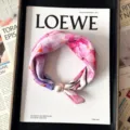 Pink floral silk scarf with pearl magnetic clasp, elegant neck wrap for women fashion. - CXK007-Dancing Pink Cherry Blossoms