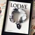 Chic black and white plaid small silk scarf with an elegant pearl magnetic buckle for women. - CXK007-Plaid Black & Grey