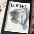 Plaid silk scarf with magnetic pearl buckle, elegant thin neck wrap accessory for women. - CXK007-Plaid Blue