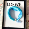Blue silk scarf with pearl magnetic buckle, elegant neck wrap for women fashion styling. - CXK007-Sky Blue Island