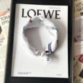 Elegant stylish silk scarf with pearl magnetic buckle, thin long neck scarf for women daily wear - CXK007-White Puppy