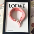 Pink silk scarf twilly with pearl magnetic buckle, elegant neck ribbon for women daily stylish wear. - CXK007-Pink Puppy