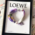 Women silk scarf with magnetic pearl buckle, elegant floral print thin neck scarf for daily wear. - CXK007-Purple Mist Floral