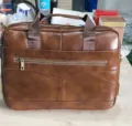 Brown leather men business briefcase 14 inch laptop bag vintage casual office shoulder bag - 1118 Light Coffee
