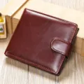 Echt lederen heren portemonnee vintage business kaarthouder retro bruin portemonneetje - Roodbruin