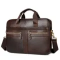 Men leather briefcase business 14 inch laptop bag brown shoulder bag stylish work bag - 2099 Dark Coffee (Upgraded Model)