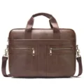 Brown Men's Leather Briefcase 14 Inch Laptop Bag Business Handbag Shoulder Bag - 2019 Coffee 1