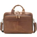 Borsa da lavoro in vera pelle marrone 15.6 pollici borsa a tracolla vintage per laptop - 8368 Crazy Horse rosso-marrone