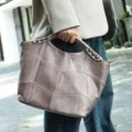 Borsa a tracolla in vera pelle patchwork da donna, elegante borsa casual per lavoro. - Rosa