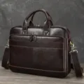 Borsa da lavoro marrone in vera pelle per uomo borsa a tracolla per laptop 15 pollici elegante - Cuoio a concia vegetale caffè