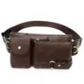 Herren Echtleder Taillentasche Mehrfachtaschen Brusttasche Vintage braune Freizeittasche - Kaffeebraun