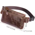 Herren Echtleder Gürteltasche lässige Brusttasche mit mehreren Reißverschlüssen braun. - 8900X Ölbraun