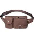 Echtes Leder Herren Taillentasche Mehrfachtaschen taktische Brusttasche braune Umhängetasche - 9080 Rotbraun