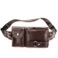 Dunkelbraune Echtleder Herrentasche, Bauchtasche mit mehreren Fächern, stylische Umhängetasche. - Öliges Kaffeebraun