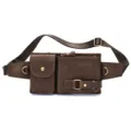Hochwertige Herren-Gürteltasche aus echtem Leder, braune stylische Brust- und Umhängetasche. - 9080 Crazy-Horse-Braun