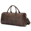 Luxe reistas van echt leer voor heren bruine vintage grote capaciteit sport bagage tas - Koffiebruin crazy horse leer