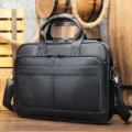 Borsa Uomo Pelle Nera Cartella Business Porta PC Grande Capacità Borsa a Tracolla - 8841 Pelle a grana litchi nera