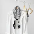 Black and white striped silk scarf with magnetic buckle for elegant women commute - CXK010-Black Border Meander Pattern