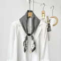Hounds-tooth chic magnetic silk scarf for women commute stylish neckerchief accessory - CXK010-Letters & Houndstooth