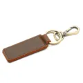 Vintage Crazy Horse Leather Car Keychain Handmade Retro Keyring Holder Gift for Men - Coffee