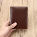 Men's Genuine Leather Vintage Wallet Brown Card Holder RFID Blocking Slim Pocket - Coffee