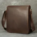 Vintage Bruine Lederen Schoudertas voor Heren Casual Messenger Bag Grote Capaciteit - Bruin