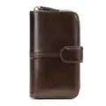 Portafoglio uomo in pelle vintage portacarte con zip marrone design multifunzionale - Caffè