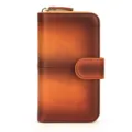 Men's vintage genuine leather wallet with zipper and snap closure, multi-card slots daily use. - Red Brown