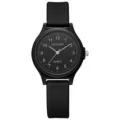 Minimalistische schwarze Analog-Quarzuhr mit flexiblem Silikonarmband für Schüler und Jugendliche - Nur schwarze Uhr