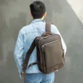Zaino uomo in vera pelle vintage grande capacita viaggio esterno porta pc 17 pollici - 5008 Caffè scuro