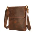 Borsa a tracolla da uomo in vera pelle vintage stile cavallo pazzo borsetta comoda - Verticale Medio