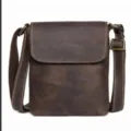 Men genuine leather shoulder bag brown retro messenger casual crossbody bag for daily use - Dark Coffee Small