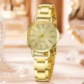 Elegante goldene Damen-Quarzuhr mit römischem Zifferblatt und Metallband - Nur Uhr / Gold