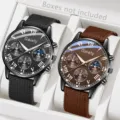 Detaillierte Nahaufnahme von zwei Gaiety Herren-Quarzuhren mit Canvas-Armbändern - Paar Packung / Schwarze Segeltuchuhr und Braune Segeltuchuhr