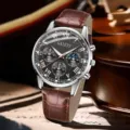 Elegant men's business quartz watch featuring a brown leather strap and black dial - Brown Strap Black Dial Watch (XR5380) / Brown