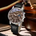 Premium men's business quartz watch with brown sunray dial and black alligator leather strap - Black Strap Brown Dial Watch (XR5380) / Black