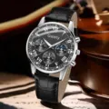 Gaiety men's business quartz watch with a black leather strap and Roman numeral dial - Black Strap Black Dial Watch (XR5380) / Black