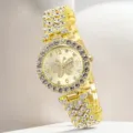 Elegant golden rhinestone butterfly watch for women featuring a sparkling steel strap detail - Gold Butterfly Watch