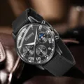 Detaillierte Nahaufnahme einer Gaiety Herren-Luxusuhr mit schwarzem Zifferblatt und Nylonband - Nur Uhr / Schwarze Segeltuchuhr