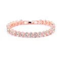 Sparkling rose gold plated tennis bracelet with white crystals for elegant women - Rose Gold Full Rhinestone Bracelet Only