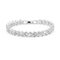 Elegant silver-tone cluster tennis bracelet with sparkling clear crystals for women's fashion - Silver Full Rhinestone Bracelet Only
